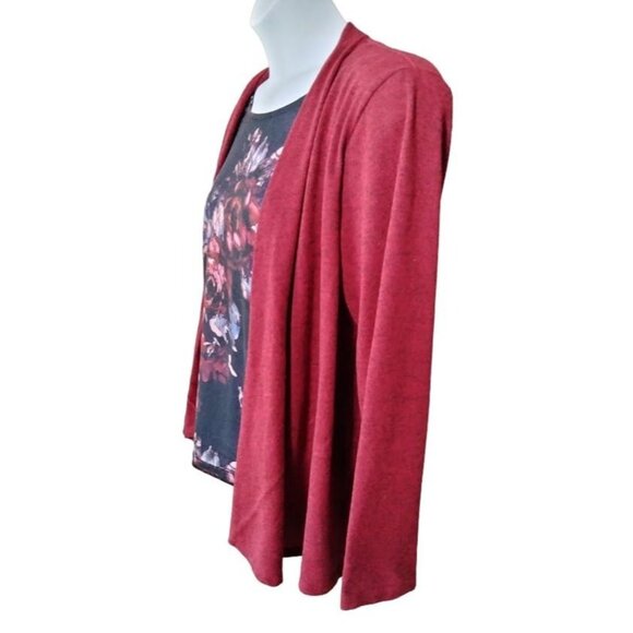 White Stag Plus Size XL (16-18) Top Cardigan Open-Front attached Floral Inner - Picture 4 of 9